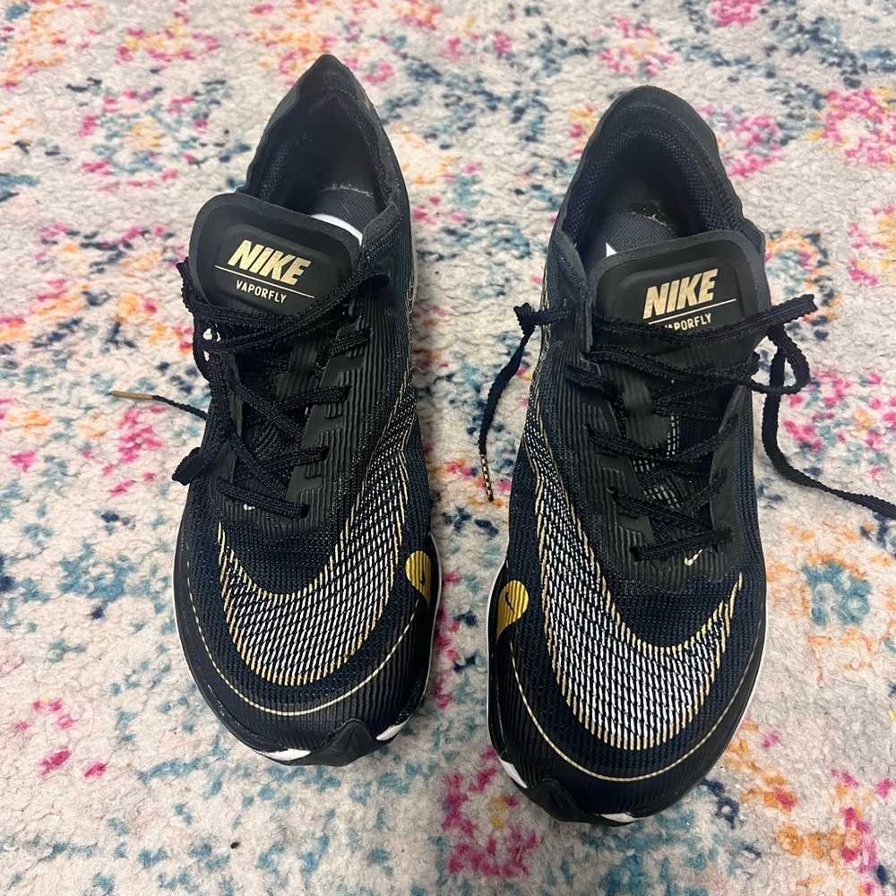 Nike Black and Gold Vaporfly Running Shoes